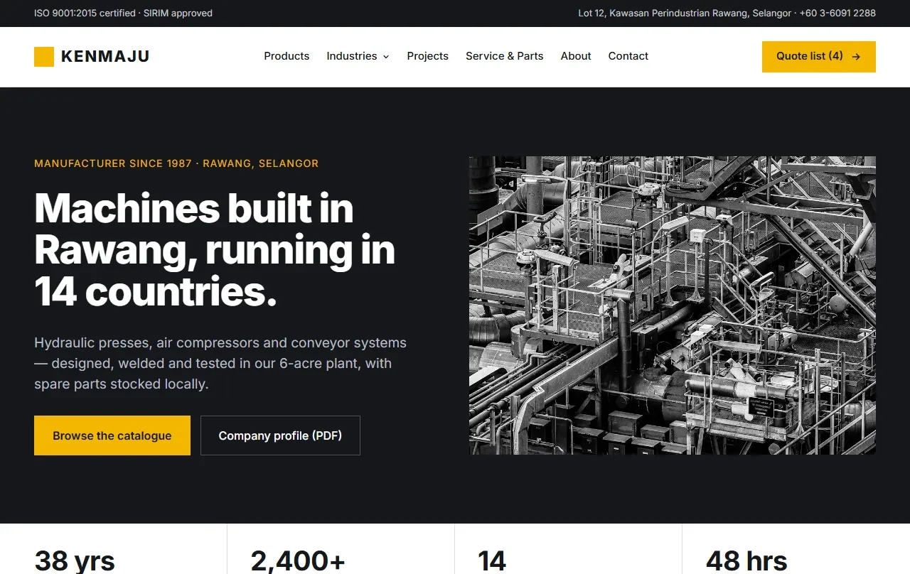 Kenmaju company website, built by Underpixel