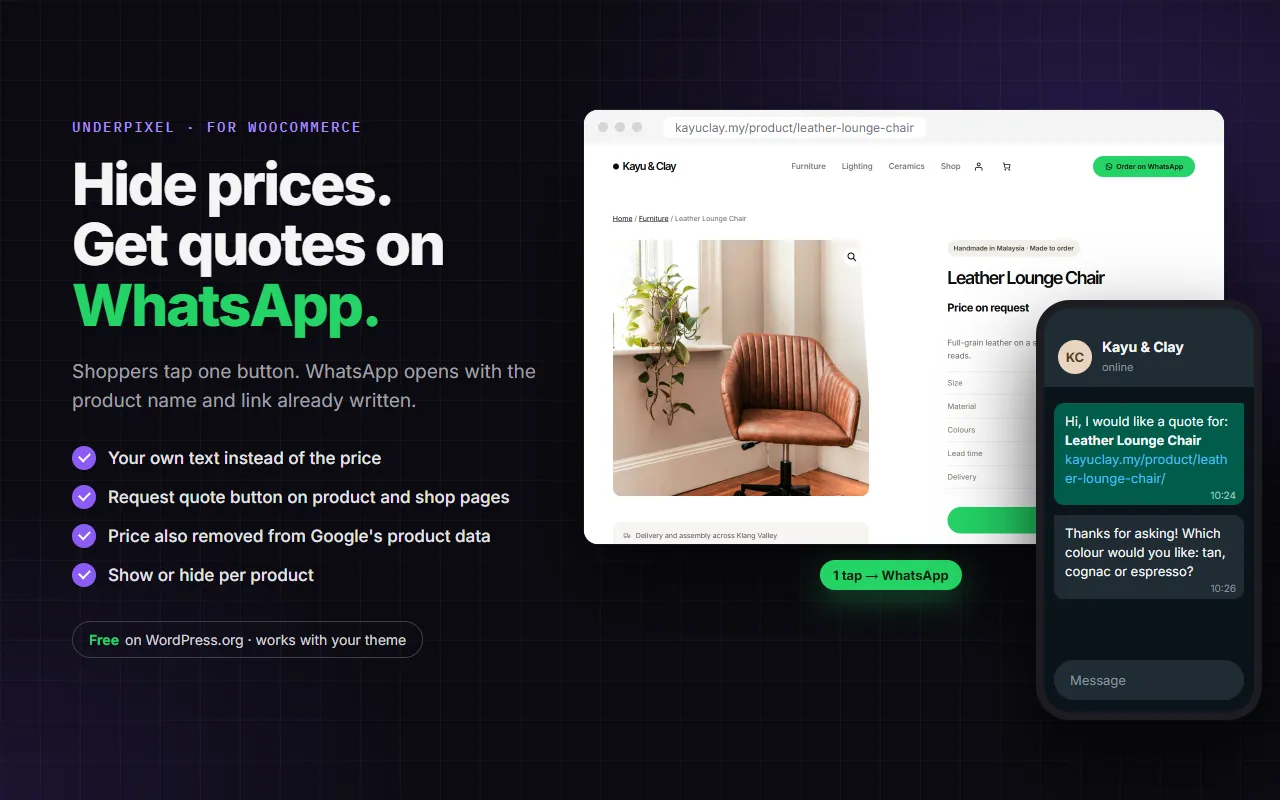 Quote Request plugin on a WooCommerce product page
