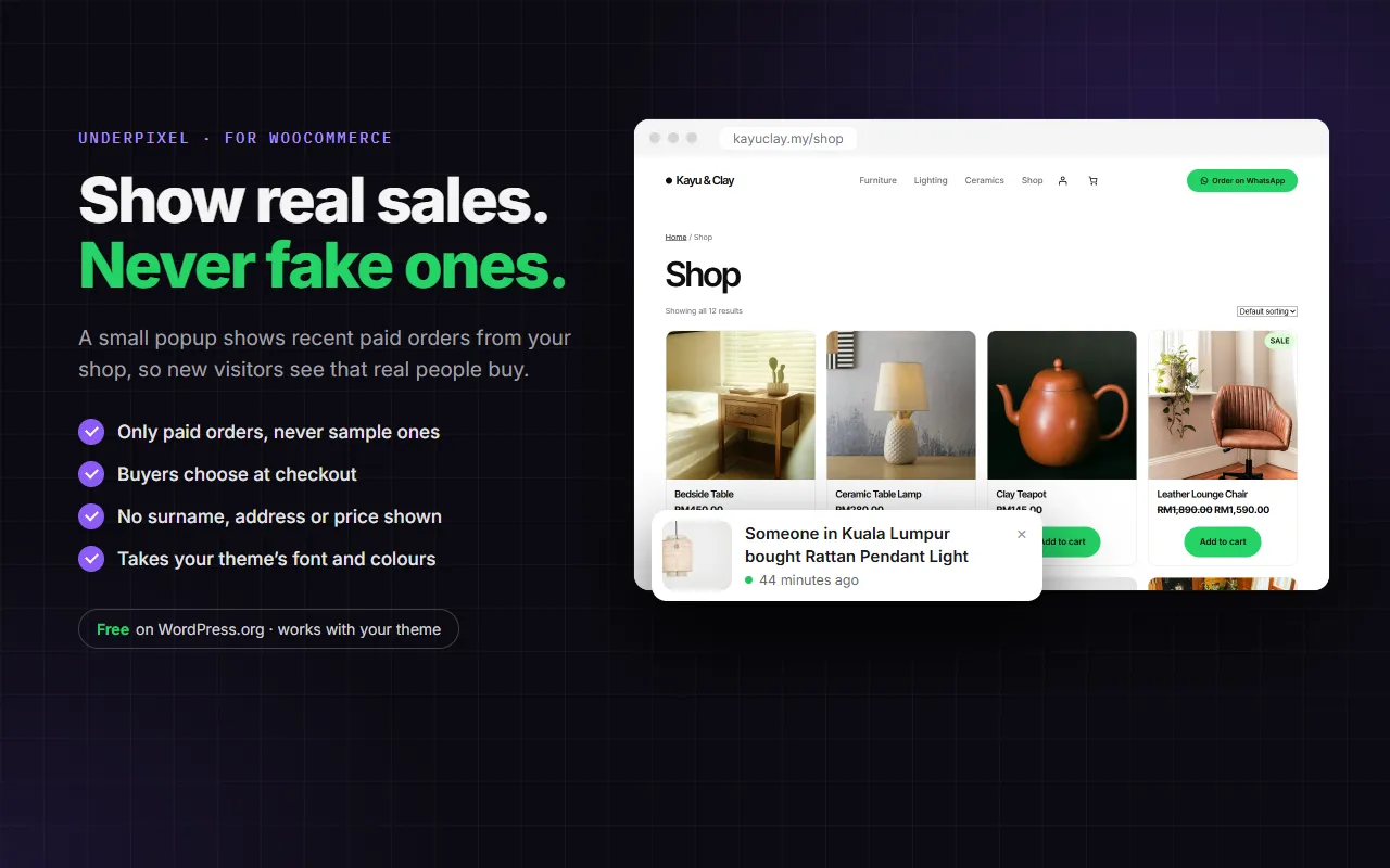 Show real sales, never fake ones
