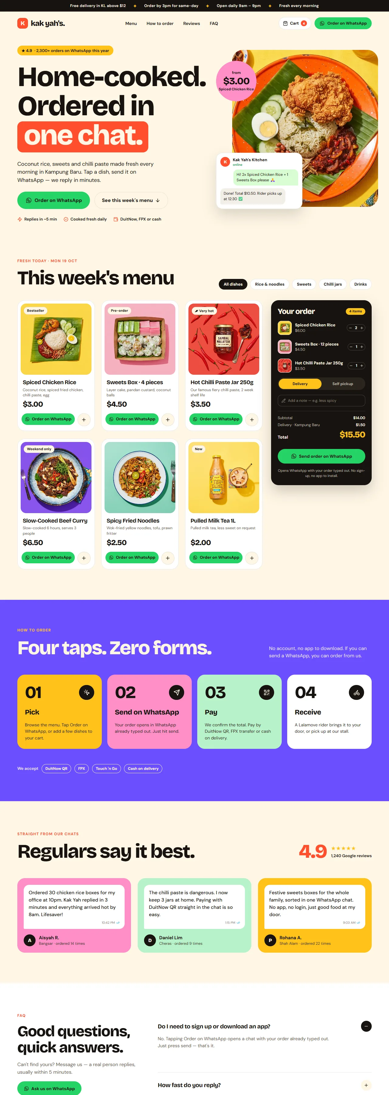 Kak Yah's Kitchen website, a sample project